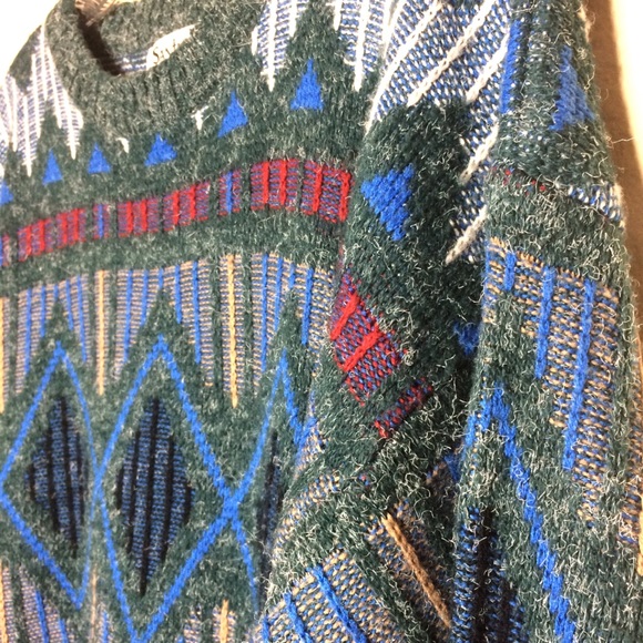 Vintage sweater Grandpa crew pullover jumper Aztec oversized sweatshirt striped - Picture 5 of 8